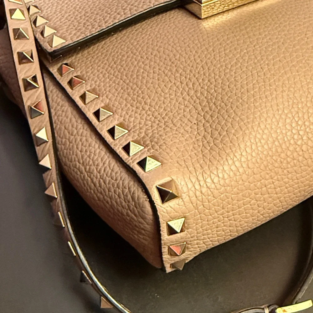 Valentino Garavani Rock Stud Leather Crossbody Bag with Gold Hardware - Picture 4 of 15